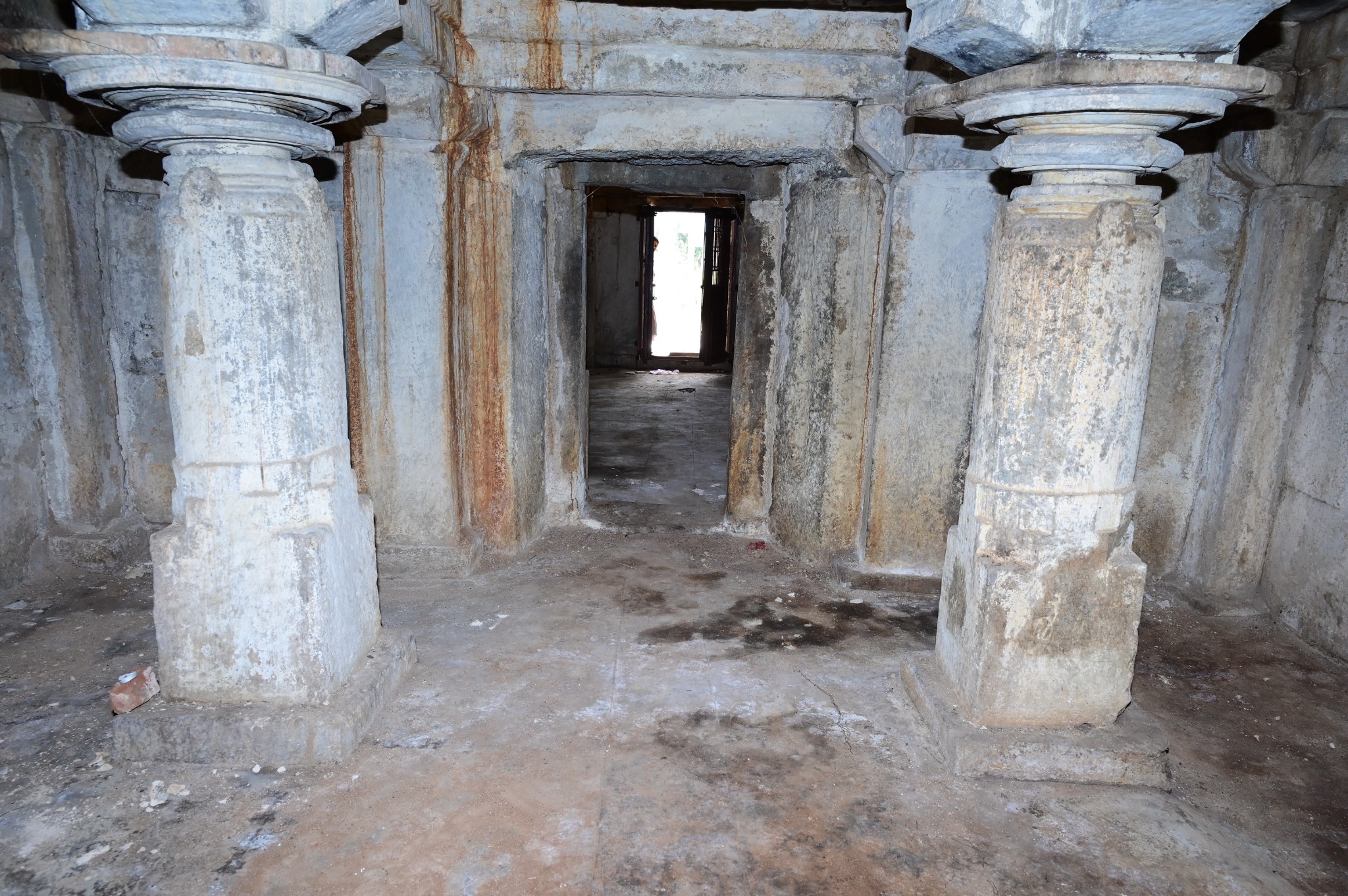 Interior view through the historic stone doorway